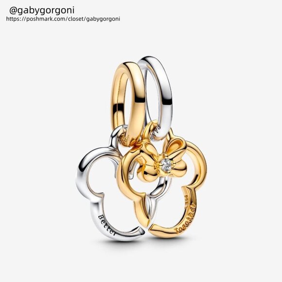 Pandora Disney Mickey Mouse & Minnie Mouse Splittable Dangle Charm - Picture 1 of 2